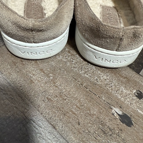 Vince Suede Shearling-Lined Slip-On Sneakers Men’s 11 Taupe‎
